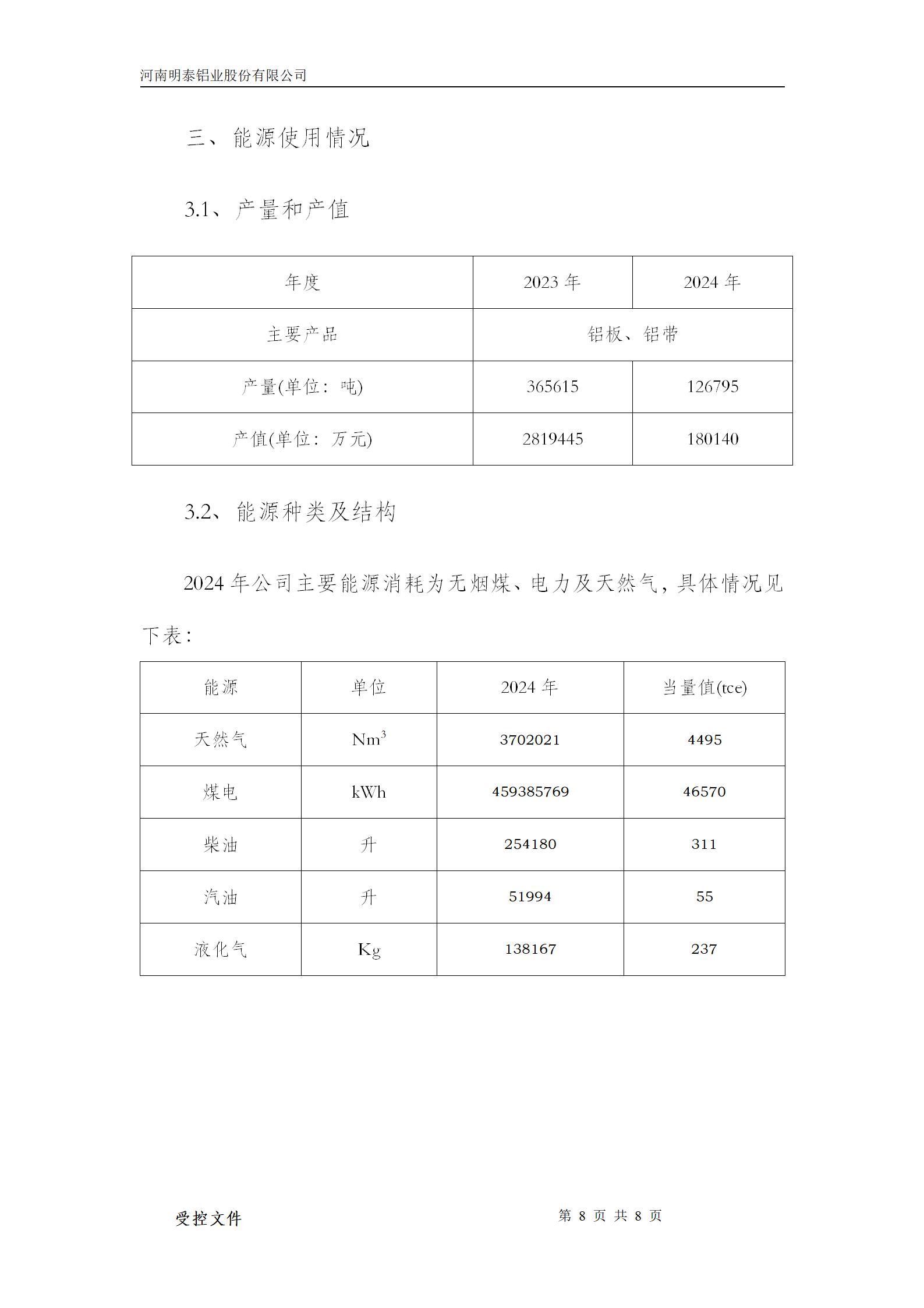 明泰铝业能源使用情况-2024年